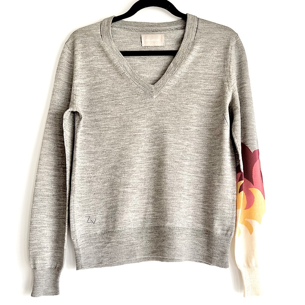 Zadig & Voltaire - Ready Bis Intarsia Knit Flame Merino Wool Sweater Size Small - Picture 8 of 16